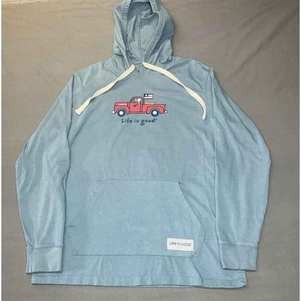 Life Is Good Hoodie Men Truck Blue Color Size Small Beach Lightweight *read